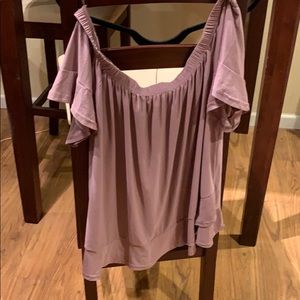 Light purple off the shoulder flowy top